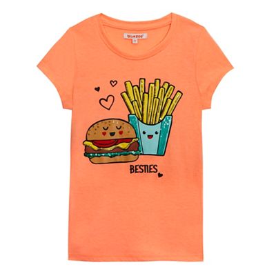 Girls' orange fast food print t-shirt